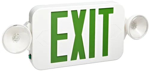 Morris Productos Luz de emergencia de salida LED de cabeza redonda – Tipo estándar, color LED verde, carcasa blanca – 33 lúmenes, lámparas de ahorro