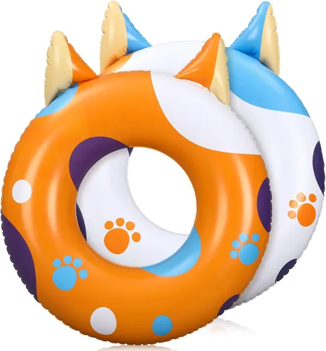 2 flotadores inflables de piscina para niños, tubos de natación en la playa, anillo con tema de pata de perro, lindos flotadores de animales,