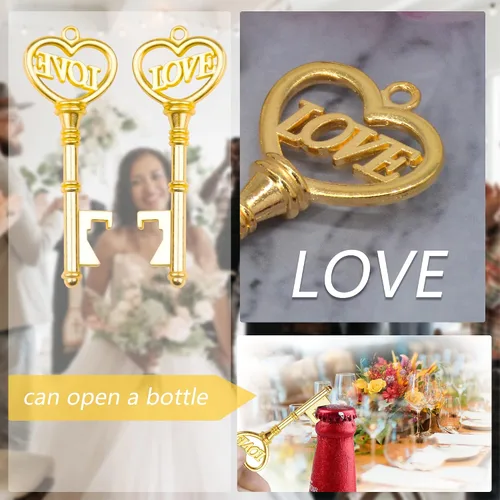 Miniatura 3 de Aokbean Paquete de 50 unidades con diseño de esqueleto y llavero de amor, caja de caramelos, cinta de agradecimiento para regalos de boda, regalo