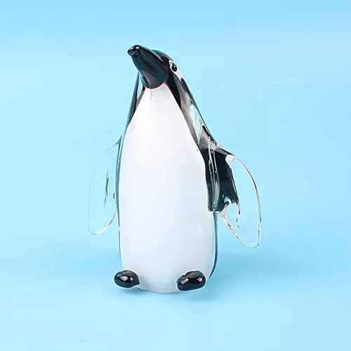 Miniatura 4 de Hophen - Figura de pingüino de cristal soplada hecha a mano, escultura de pingüino de cristal, estatua de animal, adornos coleccionables