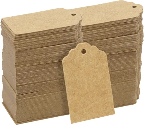 Miniatura 10 de Etiquetas de precio blancas con cuerda, etiquetas de regalo, 200 etiquetas colgantes de 3.5 x 1.8 pulgadas, etiquetas de papel en blanco