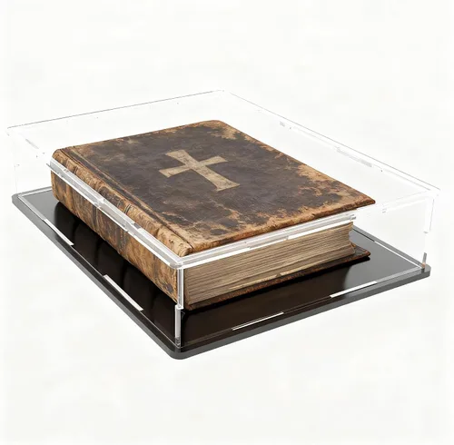 Miniatura 19 de Estuche acrílico de 8 pulgadas para exhibición, caja de acrílico transparente para coleccionables, funda de vidrio alternativo con soporte negro