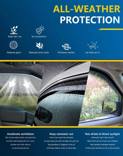 Miniatura 8 de Deflectores de lluvia inastillables en canal para Toyota RAV4 2013-2018, deflectores de ventana con clip, viseras de ventilación, protectores
