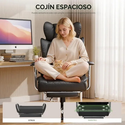 Miniatura 7 de COMHOMA Silla de Oficina Grande y Alta, Silla Gaming de Cuero con Respaldo Alto y Reposapiés, Silla de Oficina Ejecutiva Ergonómica con Soporte