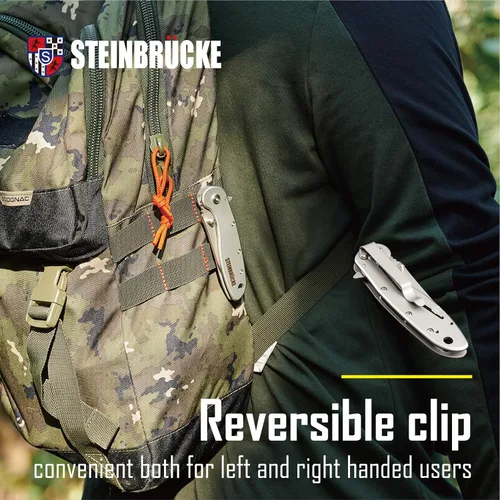 Miniatura 7 de Navaja de bolsillo plegable con clip, cuchillos de bolsillo para hombre, hoja de acero inoxidable Sandvik 14C28N de 3.1 pulgadas, con revestimiento