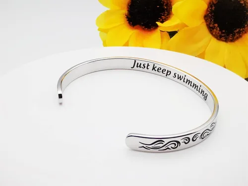 Miniatura 126 de Pulseras inspiradoras para mujer, joyería de acero inoxidable, con refranes, pulsera motivacional con mensaje oculto, pulseras grabadas para mejor