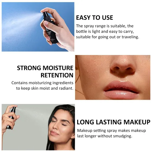 Miniatura 4 de Kaely Spray de ajuste hidratante 2 en 1 para la cara, maquillaje facial mate con acabado rocío, spray de ajuste impermeable para maquillaje de larga
