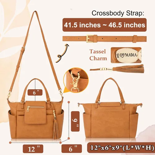 Miniatura 3 de Omanmoli Bolsa de pañales pequeña, mini bolsa de pañales, bolso cruzado de cuero con 12 bolsas de pañales para mujeres y niñas, correa cruzada, 2