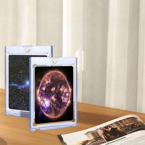 Miniatura 6 de Boyanbb Portatarjetas magnéticas de 50 quilates, soporte para tarjetas de 35 puntos, con un solo toque, protección UV, estuche de plástico duro