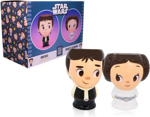 Miniatura 2 de Cupful of Cute Star Wars Han Solo and Princess Leia tazas de cerámica de 16 onzas, juego de 2 vasos de cóctel para el hogar, tazas de café