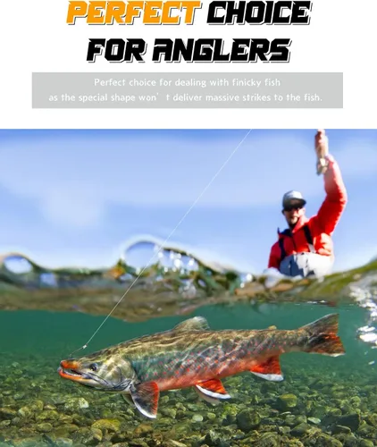 Miniatura 4 de AMYSPORTS Anzuelo de pesca de lubina para trucha, acero salado, anzuelo de pesca fuerte, cebo de pulpo, gancho circular de agua dulce afilado