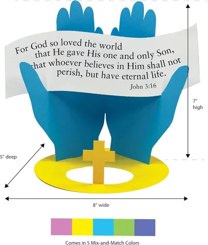 Miniatura 6 de FreshCut Crafts John 3:16 Kit de papel 3-D perforado, 12 coloridas exhibiciones de mesa para niños de 5 años en adelante, perfecto para la escuela