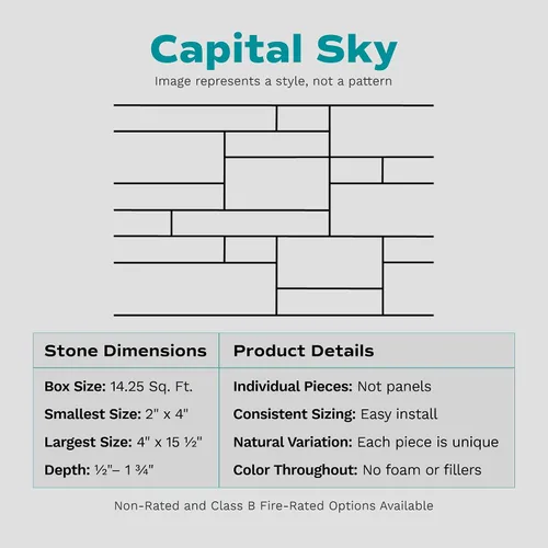 Miniatura 2 de Evolve Stone Capital Sky DP - Chapa de piedra plana con clasificación de fuego (14.25 pies cuadrados por caja)