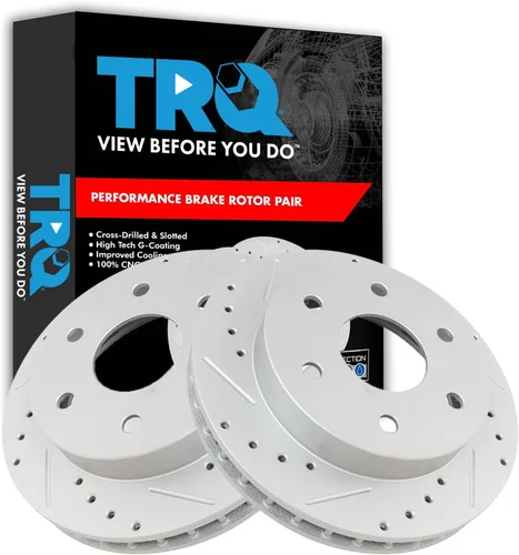 Miniatura 125 de TRQ Juego de rotores de freno de rendimiento trasero con revestimiento G premium compatible con Mazda 6 2014-2021