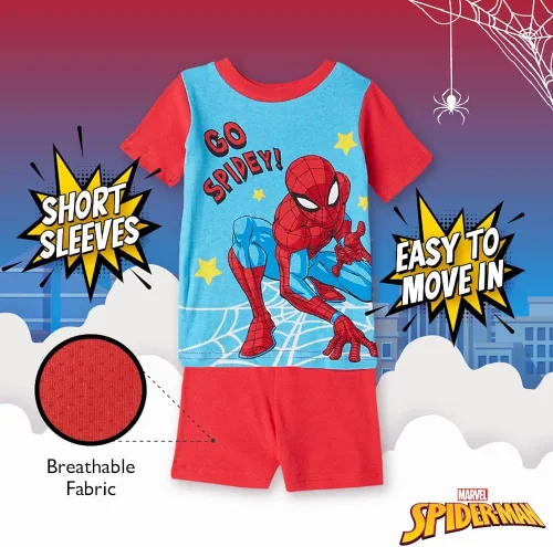 Miniatura 5 de Marvel Boys Avengers Black Panther Captain America Thor Spider-Man 4-Piece Snug-fit Cotton Pajamas Set