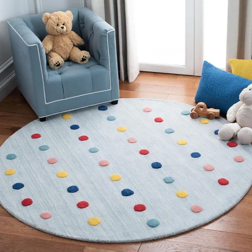 Miniatura 12 de SAFAVIEH Colección Kids - Alfombra decorativa de 3 x 5 pies, color gris, hecha a mano, de lana de lunares, ideal para zonas de alto tráfico