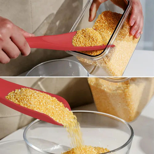 Miniatura 7 de Cuchara de espátula de silicona, ideal tanto para cocinar como para servir, silicona negra mate duradera sin BPA, diseño sin costuras, segura