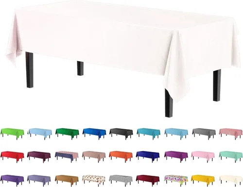Miniatura 57 de Party Solids Paquete de 4 manteles de plástico color azul aguamarina, 54 x 108 pulgadas, mantel desechable para fiestas y pícnics