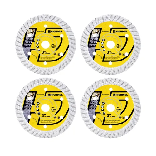 Miniatura 7 de HIGHDRIL Juego de hojas de sierra circular de 3" 75mm, 4 piezas - Disco de corte de diamante/HSS/TCT para amoladora angular para cortar metal