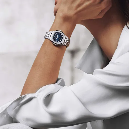 Miniatura 4 de Reloj de pulsera japonés de cuarzo para mujer, con esfera azul, reloj cuadrado para mujer, resistente al agua, relojes analógicos de cristal, correa