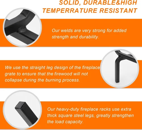 Miniatura 4 de Rejilla de Troncos para Chimenea, Soporte de Acero Sólido Resistente para Leña, Portador de Leña para Estufa de Hogar Interior, Brasero Exterior