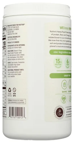 Miniatura 3 de Polvo de proteína de cáñamo Nutiva Hi Fibre, 16 oz