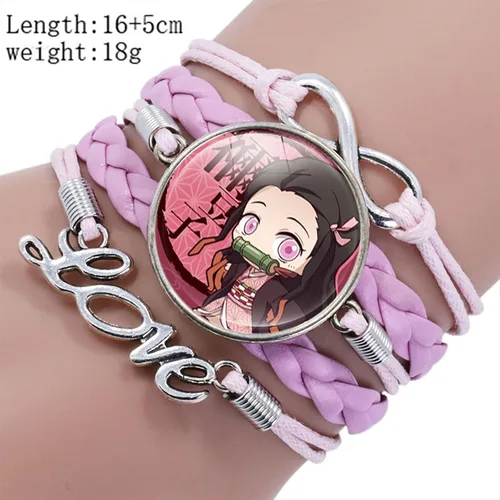 Miniatura 4 de SWPERP Demon Slayer Bracelet Adjustable Gemstone Bracelet Pink 185cm71x196 inch