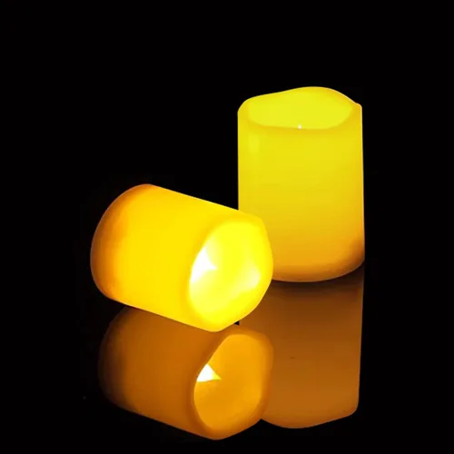 Miniatura 49 de 4 velas LED escalonadas sin flama, de pilas, impermeables, para exteriores, con temporizador, luz nocturna parpadeante de resina plástica, para Cera.