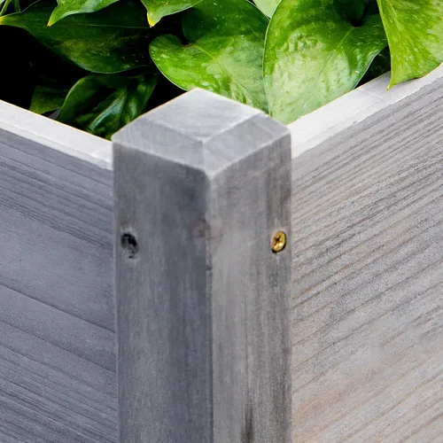 Miniatura 8 de Outsunny Cama de Jardín Elevada con 3 Jardineras, Soporte de Plantas de Madera con Orificios de Drenaje, para Verduras, Hierbas y Flores, Gris