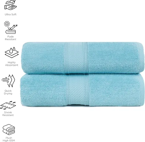 Miniatura 5 de HILLFAIR 600 GSM- 40 x 80 pulgadas- 100% algodón juego de 2 toallas de baño XXL extragrandes- suaves altamente absorbentes toallas de baño jumbo