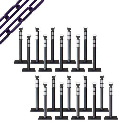 Miniatura 25 de Trafford Industrial - Juego de 20 postes de delineador de 45 pulgadas, collares reflectantes de 3 pulgadas, base de goma de 10 libras