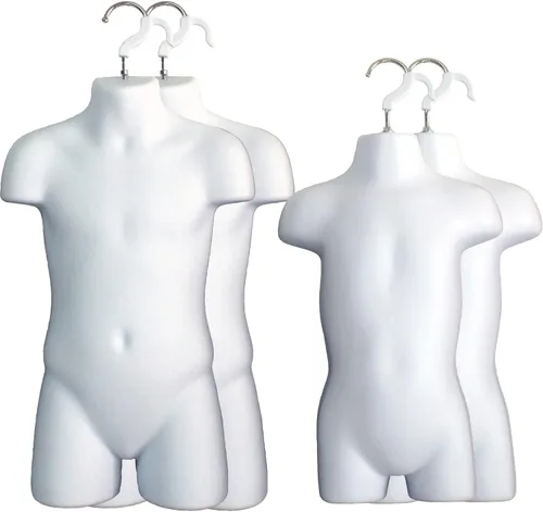 Miniatura 14 de Maniquí de inyección de plástico para torso y gancho para colgar en forma de torso para niños pequeños y niños (color negro, juego de 1)