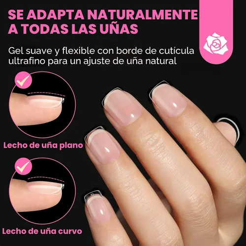 Miniatura 4 de UNA GELLA Puntas de uñas postizas extra cortas: 504 unidades de uñas cuadradas falsas preformadas XS, uñas cuadradas cortas a presión, puntas