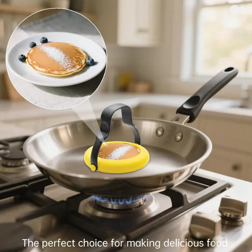 Miniatura 5 de Anillos de silicona para huevos para cocinar, paquete de 4 moldes antiadherentes para huevos fritos, panqueques, tortillas, sándwiches de desayuno