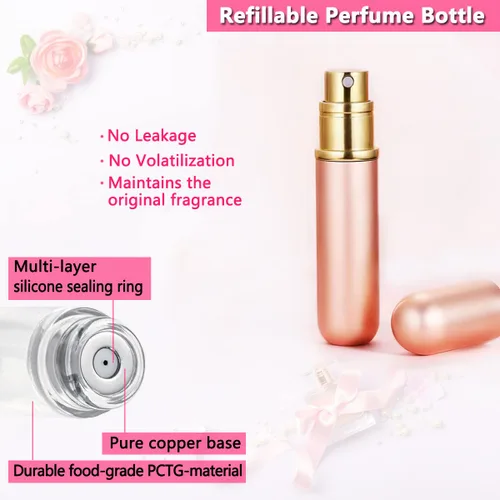 Miniatura 2 de Botella de Perfume de Viaje Recargable con Atomizador - Dispensador de Perfume de Bolsillo de 5ML, Estuche de Bomba de Aroma, Vaporizador de Perfume