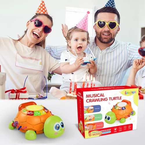 Miniatura 7 de Letapapa Juguetes para bebés de 6 a 12 meses, juguetes musicales de tortuga para bebés de 12 a 18 meses, juguete de gateo con luz y sonido, juguete