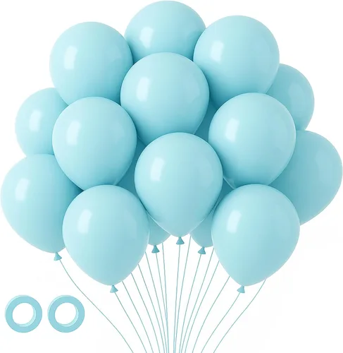 Miniatura 51 de Voircoloria - Globos azul bebé claro, paquete de 66 globos de 12 pulgadas de látex para fiestas para niños y niñas, para cumpleaños, baby shower, 16