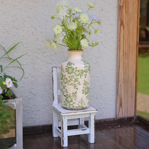 Miniatura 5 de Jarrón de cerámica de 8" con esmaltado agrietado retro Ronasip, jarrones verdes rústicos, jarrones decorativos, decoración rústica de granja, jarrón