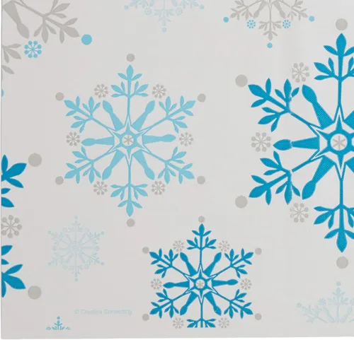 Miniatura 5 de Creative Converting Mantel de plástico con estampado completo, 54 x 102 ", remolinos de copo de nieve