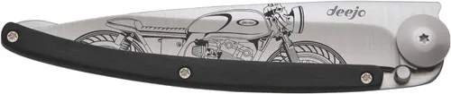 Miniatura 7 de deejo - Cuchillo de bolsillo plegable 37G con clip para cinturón - Diseño Café Racer, hoja de acero inoxidable de 3.7 pulgadas, mango de madera
