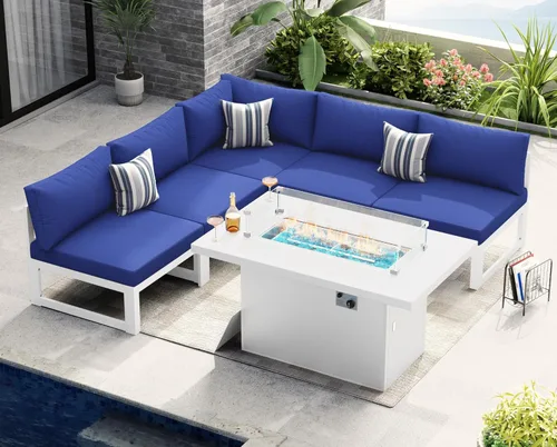 Miniatura 89 de NICESOUL - Juego de 10 muebles de patio extra grandes de aluminio moderno, sofá para exteriores con asiento de 29" de profundidad y ancho, 500 lbs
