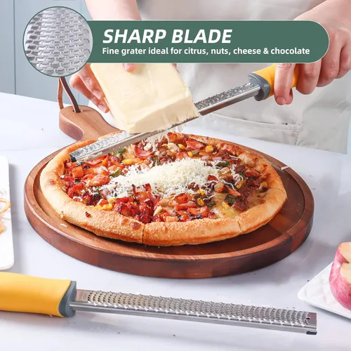 Miniatura 2 de Rallador de limón Zester, rallador de cítricos con asa, utensilios de cocina para queso, limón, chocolate, nuez moscada, jengibre, frutas, verduras
