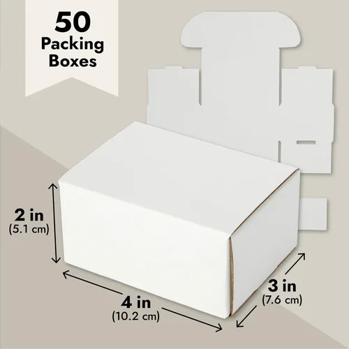 Miniatura 5 de Stockroom Plus Buzón de correo – Paquete de 50 cajas de cartón corrugado blanco, 4 x 3 x 2 pulgadas, cajas plegables para tarjetas de visita