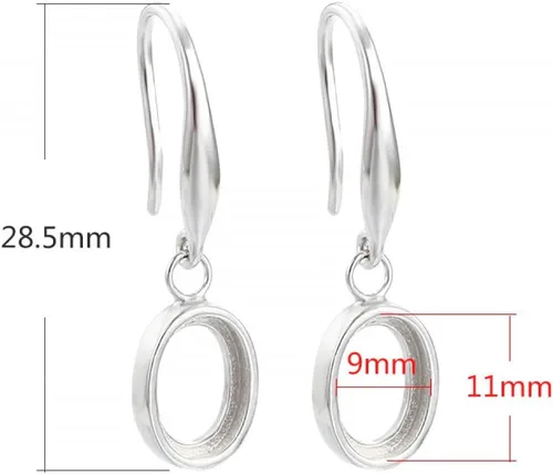Miniatura 2 de Bisel de plata de ley 925 en blanco, ajuste de montaje, bandeja para aretes ovalados/cuadrados/rectangulares para hacer joyas de manualidades