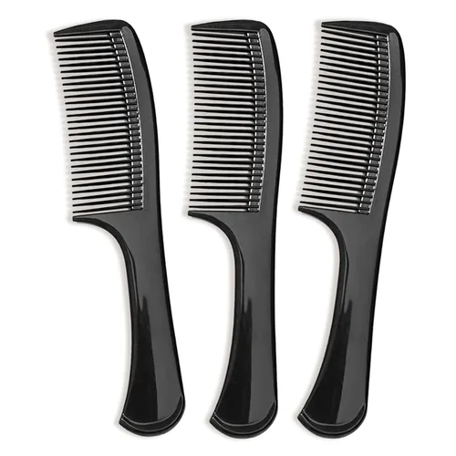 Juego de 3 peines de dientes anchos, peine desenredante y peinado, con agarre ergonómico para cabello medio y grueso, estilo salón, para hombres y