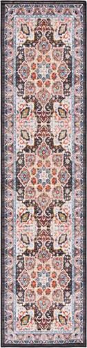 Miniatura 3 de SAFAVIEH Riviera Collection - Alfombra lavable de 2 pies 2 pulgadas x 9 pies, beige y carbón, antideslizante y fácil de limpiar, ideal para sala