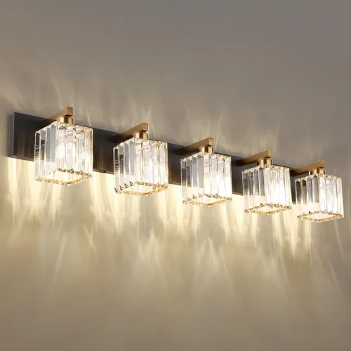 Miniatura 3 de Aipsun Lámpara de Tocador Moderna para Baño Accesorios de Iluminación 5 Luces Lámpara de Tocador de Baño de Cristal (Excluye Bombilla)