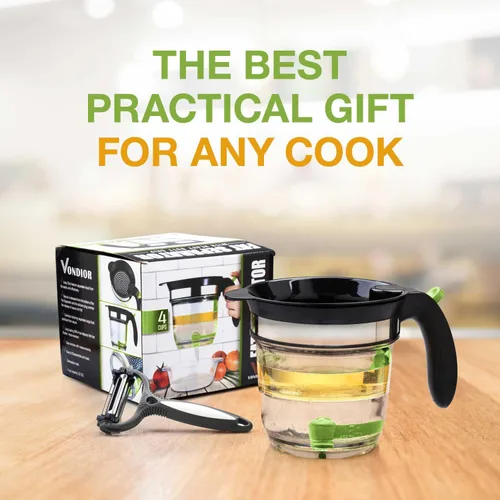 Miniatura 9 de Separador de grasa con liberación inferior, separador de salsa de 4 tazas para cocinar con filtro de aceite, separador de grasa para utensilios