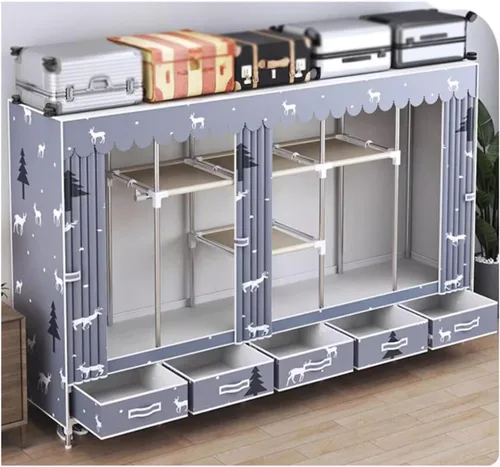 Miniatura 14 de Armarios grandes Armario portátil con cajón Armarios para dormitorio colgante de metal hierro ropa armario ahorra espacio armario ahorro de espacio