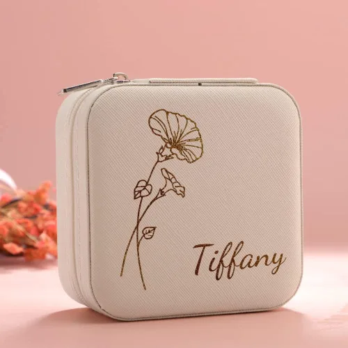 Miniatura 6 de Novgarden Joyero personalizado con nombre, piel sintética, organizador de viaje, caja de almacenamiento de anillos, aretes, collar, regalo